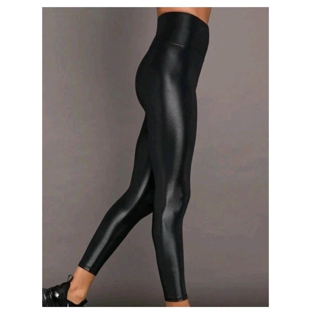 Carbon38 Takara High Rise Liquid Leggings Blk Metallic Shimmer Womens Size S USA